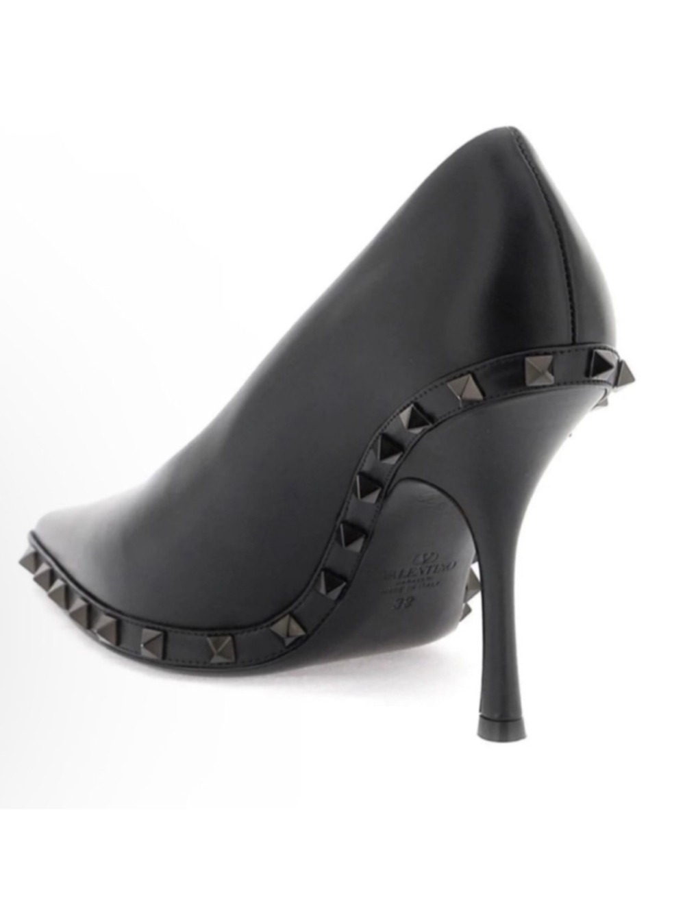 Valentino Rockstud Pointed Toe Pumps Black Size 8.5 New - Picture 3 of 4